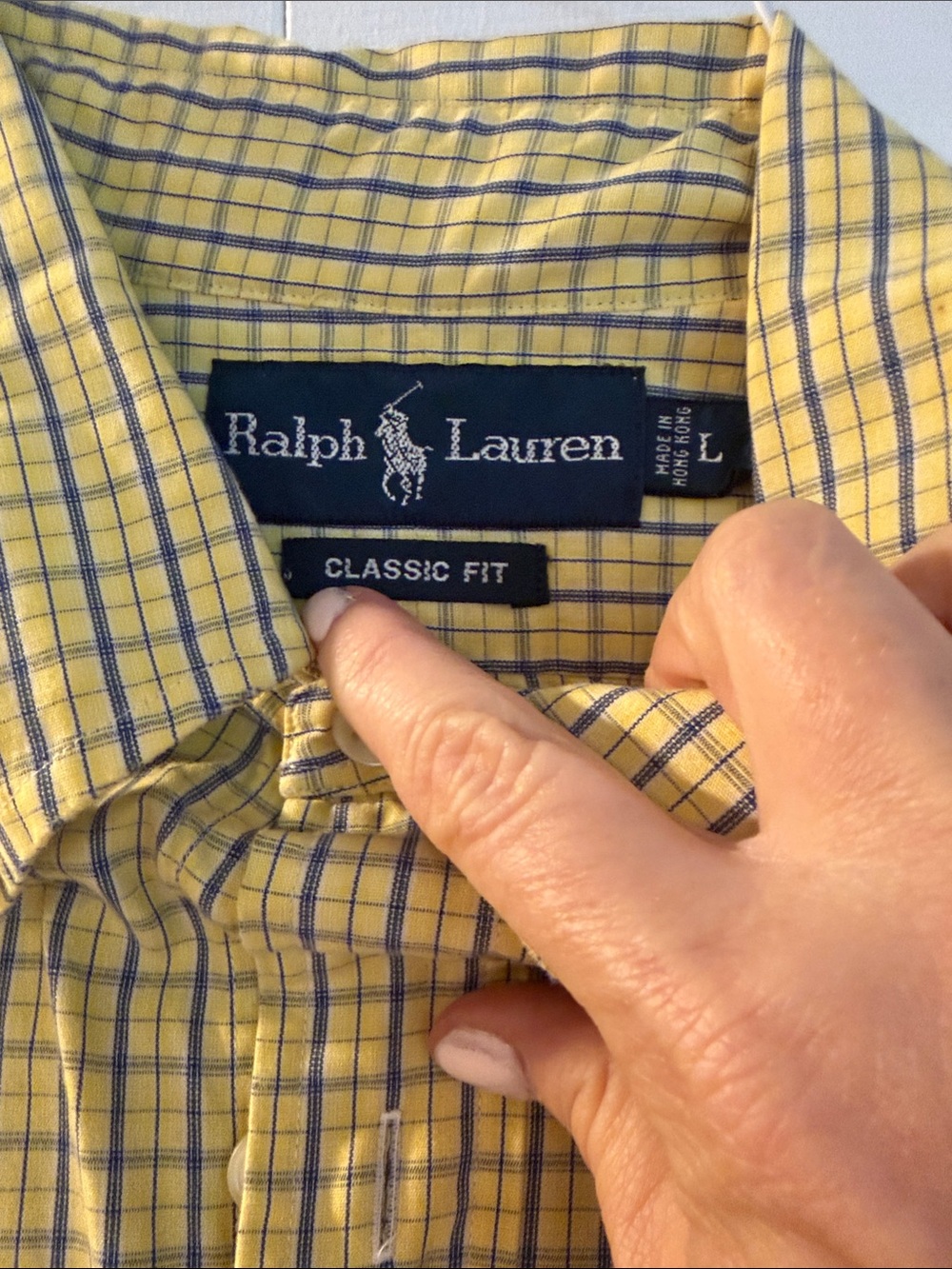Ralph Lauren Yellow Plaid Short-Sleeve Button-Down Shirt with Navy Pony - Picture 2 of 4